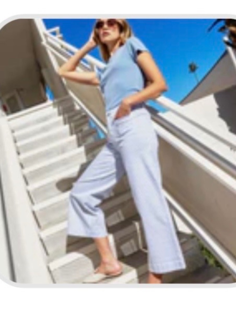 Striped Cropped Patch Pocket Flare Twill Pants - Lines